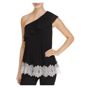 MICHAEL KORS Womens Hem Lined Sleeveless Asymmetrical Neckline Evening Top